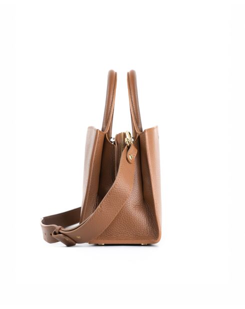 Sac à main en cuir Horizon camel - 26x21x10 cm