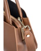 Sac à main en cuir Horizon camel - 26x21x10 cm