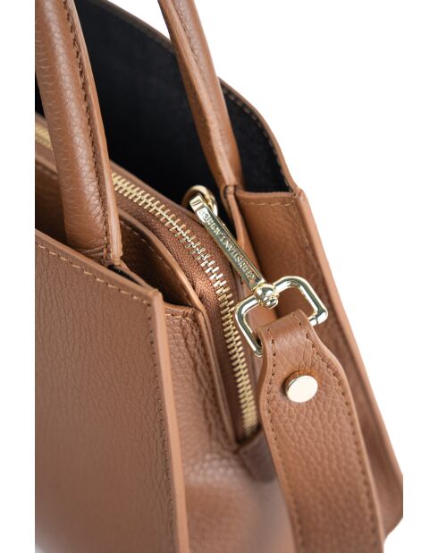 Sac à main en cuir Horizon camel - 26x21x10 cm