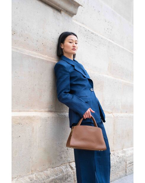 Sac à main en cuir Horizon camel - 26x21x10 cm