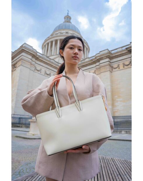 Sac cabas en cuir Serinity blanc cassé - 40x22x11,5 cm