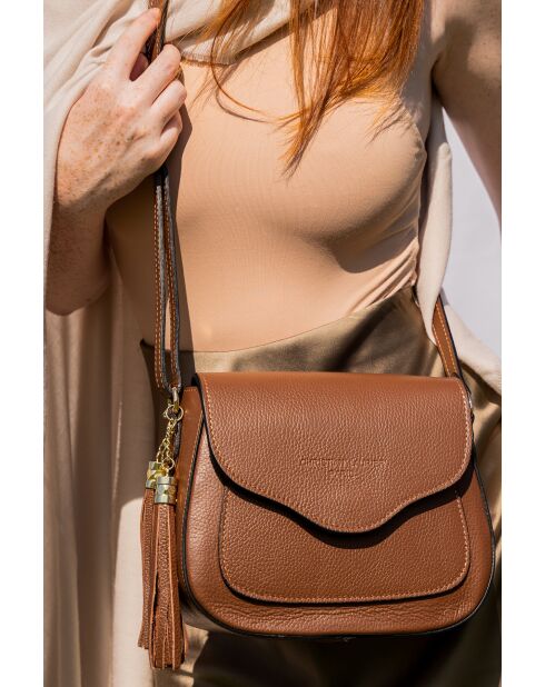 Sac à bandoulière en cuir Ina marron - 24x18x11 cm