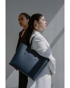 Sac cabas en cuir Feria bleu marine - 42x28x15 cm