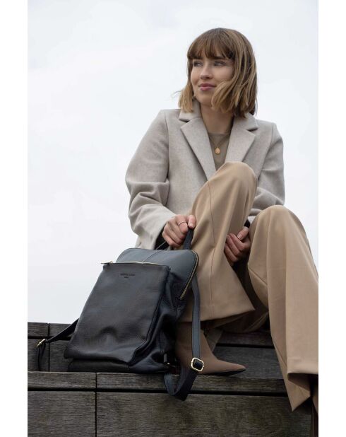 Sac à dos en cuir Milana noir - 27,5x24,5x9 cm