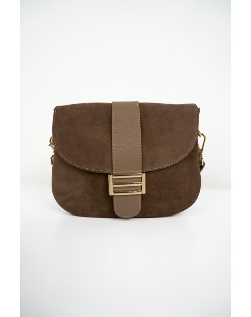 Sac à bandoulière en cuir Noche beige - 25x21x7 cm