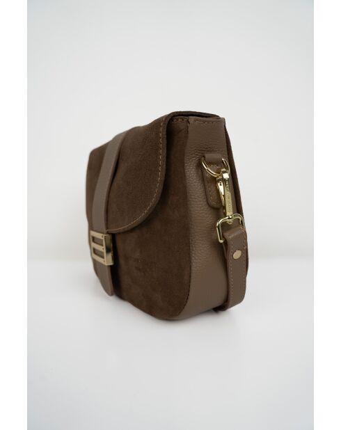 Sac à bandoulière en cuir Noche beige - 25x21x7 cm