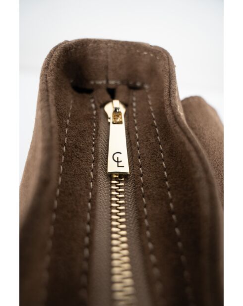 Sac à bandoulière en cuir Noche beige - 25x21x7 cm