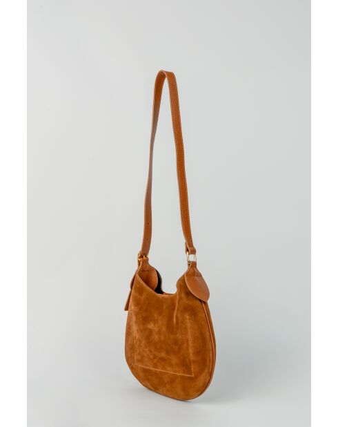 Sac bandoulière en cuir Mika camel - 26x21x2 cm