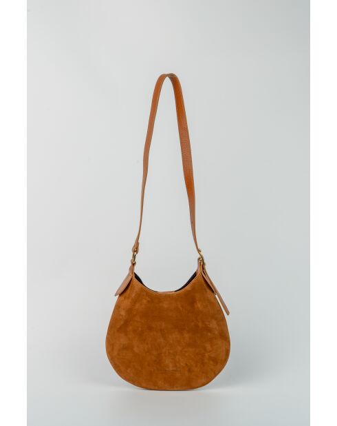 Sac bandoulière en cuir Mika camel - 26x21x2 cm