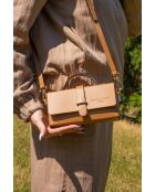 Sac à main en cuir Claude camel clair - 19x10x5 cm