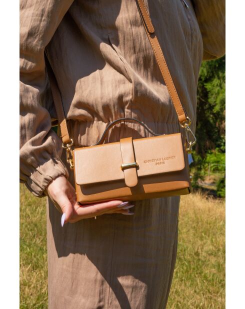 Sac à main en cuir Claude camel clair - 19x10x5 cm