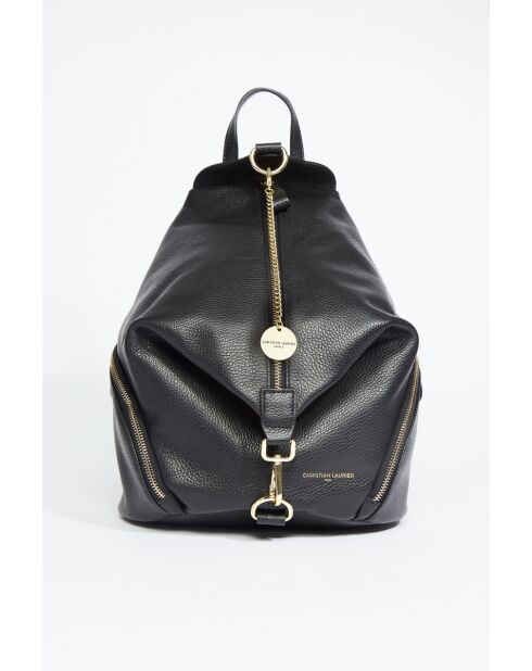 Sac à dos en cuir Racha noir - 40x30x16 cm