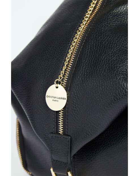 Sac à dos en cuir Racha noir - 40x30x16 cm