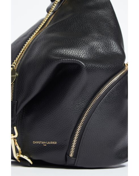 Sac à dos en cuir Racha noir - 40x30x16 cm