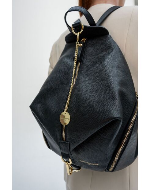 Sac à dos en cuir Racha noir - 40x30x16 cm