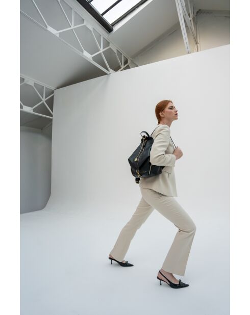 Sac à dos en cuir Racha noir - 40x30x16 cm