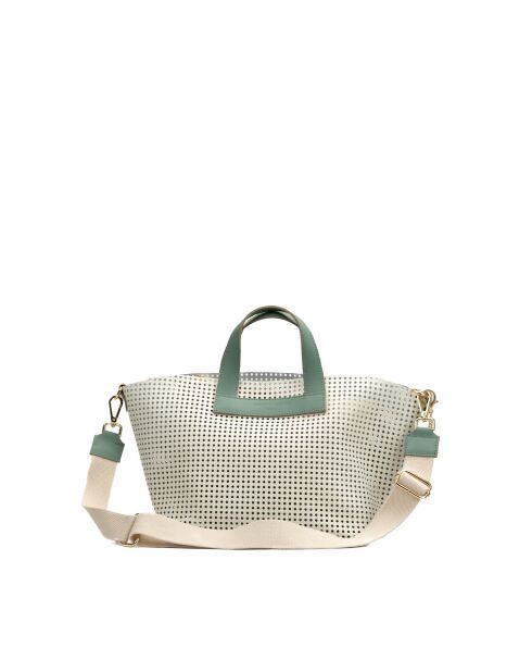 Sac à main en cuir Capri vert / blanc cassé