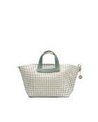 Sac à main en cuir Capri vert / blanc cassé