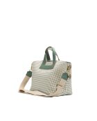 Sac à main en cuir Capri vert / blanc cassé