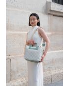 Sac à main en cuir Capri vert / blanc cassé