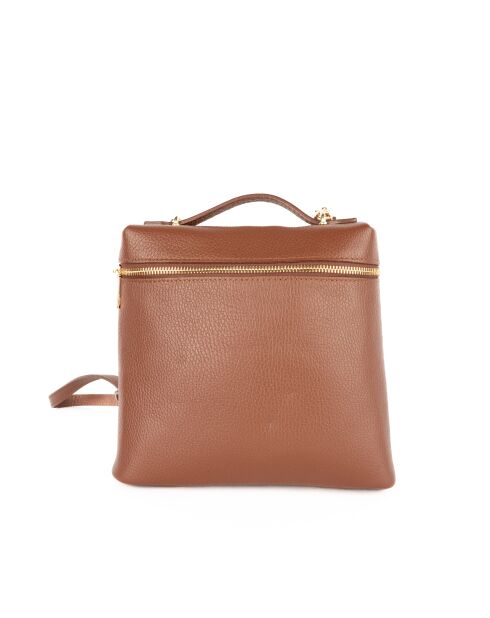 Sac à dos en cuir Ester camel - 24x22x8 cm