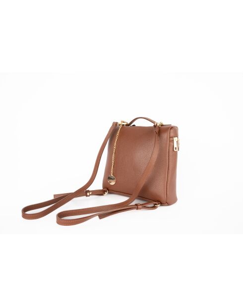 Sac à dos en cuir Ester camel - 24x22x8 cm