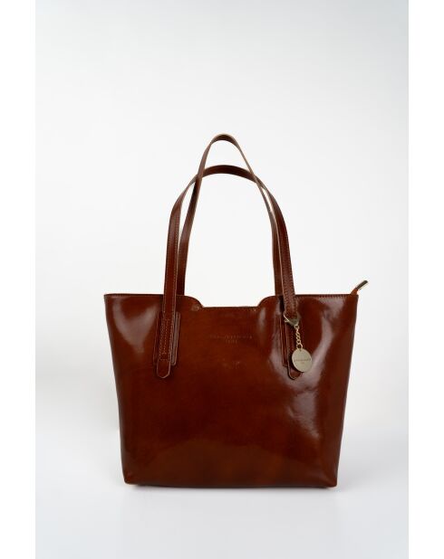 Sac cabas en cuir Eden camel - 38x23x15 cm
