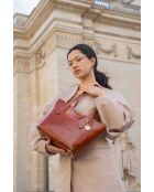Sac cabas en cuir Eden camel - 38x23x15 cm
