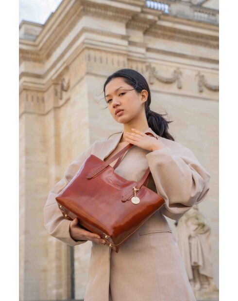 Sac cabas en cuir Eden camel - 38x23x15 cm