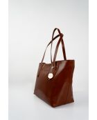 Sac cabas en cuir Eden camel - 38x23x15 cm