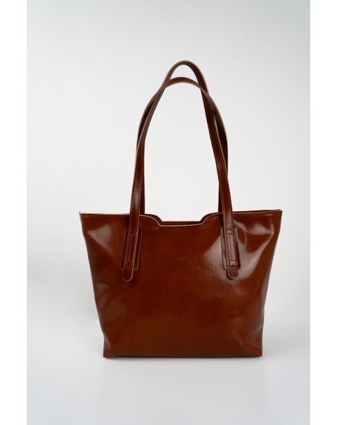 Sac cabas en cuir Eden camel - 38x23x15 cm