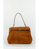 Sac porte épaule en cuir Ami camel - 32x21x13 cm
