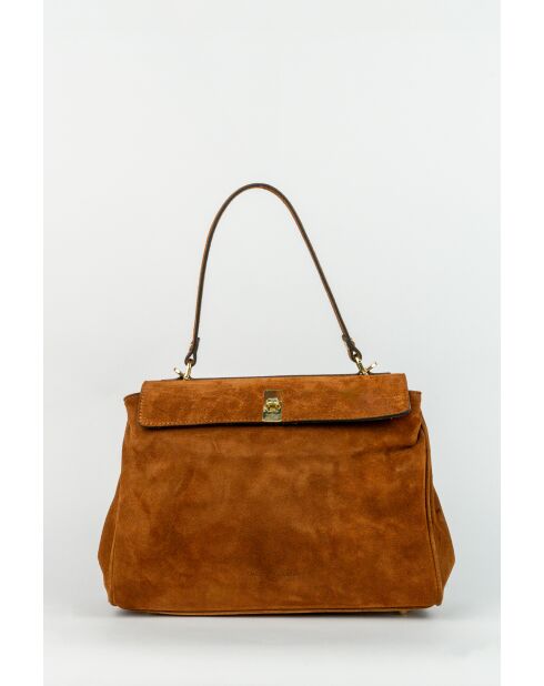 Sac porte épaule en cuir Ami camel - 32x21x13 cm