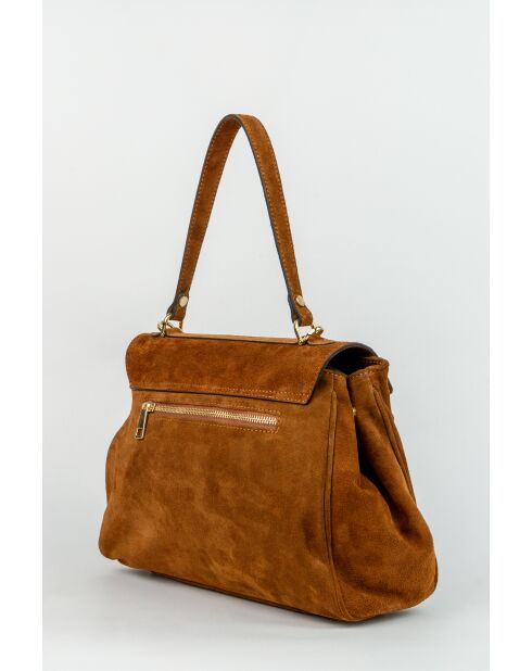 Sac porte épaule en cuir Ami camel - 32x21x13 cm