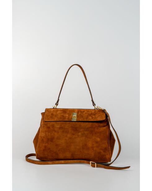 Sac porte épaule en cuir Ami camel - 32x21x13 cm