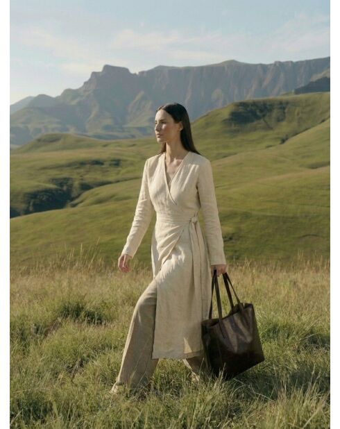 Sac cabas en cuir Costa marron - 32x34x14 cm