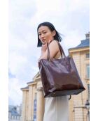 Sac cabas en cuir Costa marron - 32x34x14 cm