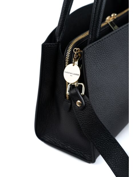 Sac à main en cuir Horizon noir - 26x21x10 cm
