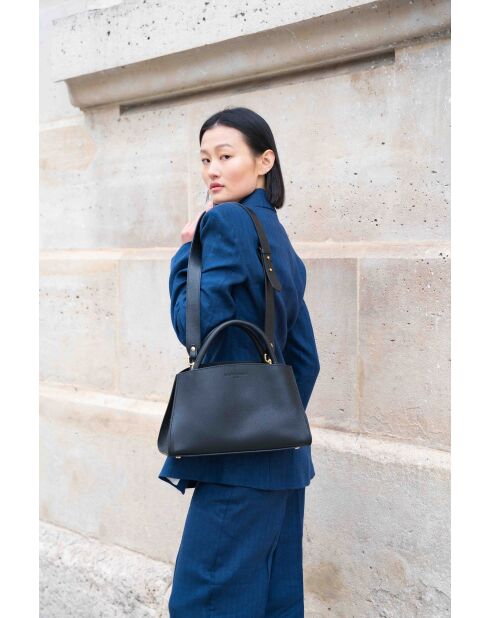 Sac à main en cuir Horizon noir - 26x21x10 cm
