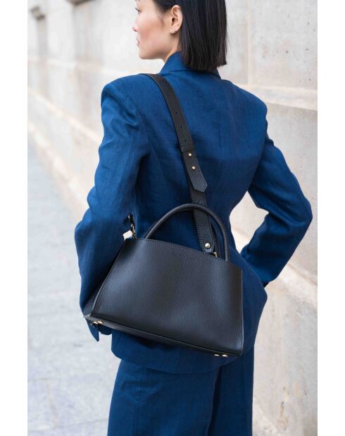 Sac à main en cuir Horizon noir - 26x21x10 cm