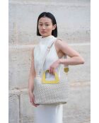 Sac à main en cuir Capri blanc cassé / jaune