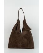 Sac porte épaule en cuir Elan moka - 38x40x10 cm