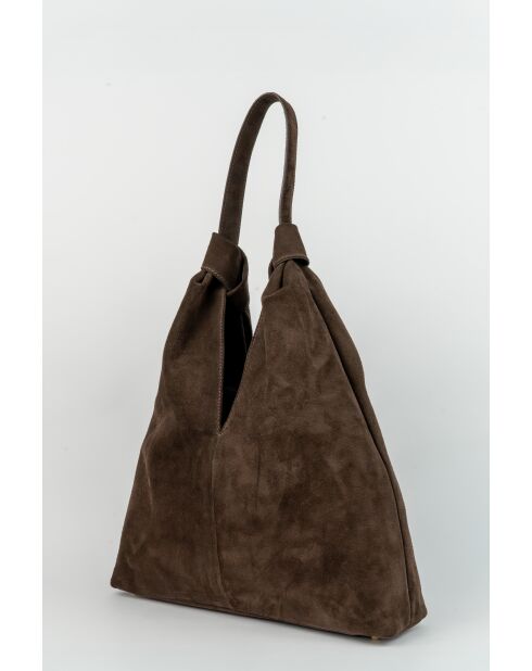 Sac porte épaule en cuir Elan moka - 38x40x10 cm