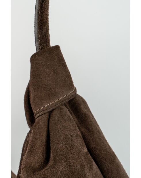 Sac porte épaule en cuir Elan moka - 38x40x10 cm