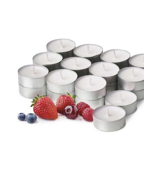 Confezione da 24 lumini profumati ai frutti rossi - tempo di combustione 3 ore - 240 g