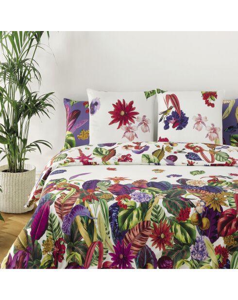 Dekbedovertrek + 2 katoenen satijnen kussenslopen Jardin Tropical multico - 260x240 cm + 2x (63x63 cm)