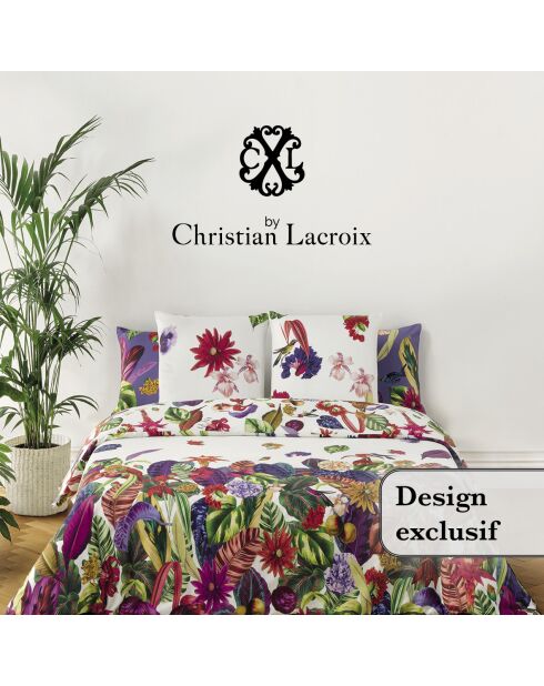 Dekbedovertrek + 2 katoenen satijnen kussenslopen Jardin Tropical multico - 260x240 cm + 2x (63x63 cm)