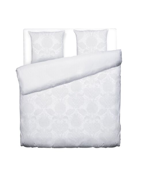 Dekbedovertrek + 2 kussenslopen geweven katoensatijn Jacquard Arles wit - 260x240 cm + 2x (63x63 cm)