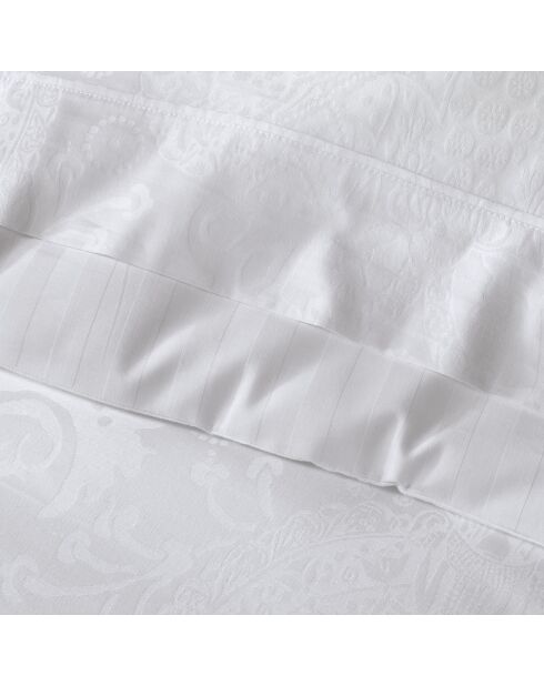 Dekbedovertrek + 2 kussenslopen geweven katoensatijn Jacquard Arles wit - 260x240 cm + 2x (63x63 cm)