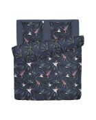 Copripiumino + 2 federe blu rondini in raso di cotone - 260x240 cm + 2x (63x63 cm)
